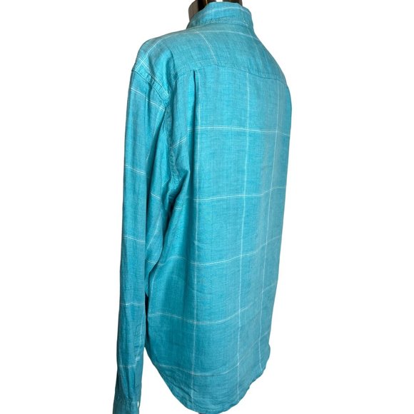 Tommy Bahamas relax men’s large button front shirt long sleeve collar blue and w - Picture 4 of 16